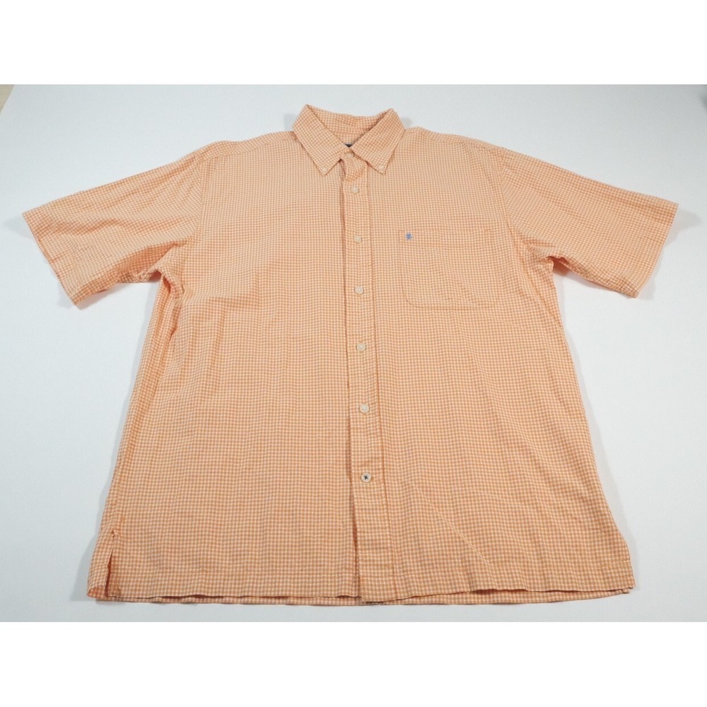 Izod Jeans Mens Orange Check Shirt Sleeve Button Shirt Size M